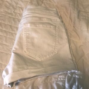 White cuffed denim shorts